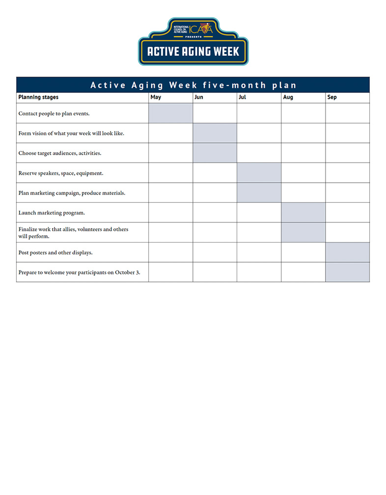 Active Aging Week Five Month Planning Guide